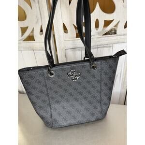 GUESS Noelle Small Gray Black Tote Bag Y2K Handbag Bag Coated Canvas